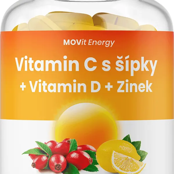 MOVIT ENERGY Vitamin C 1200 mg s šípky + Vitamin D + Zinek PREMIUM 90 tablet