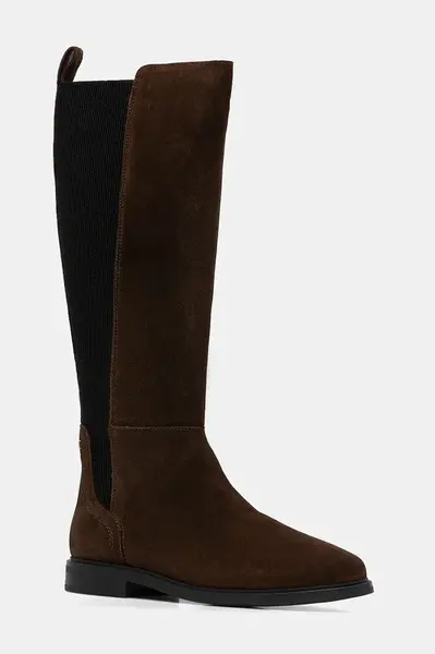 Semišové boty Tommy Hilfiger FLAG SUEDE LONG BOOT