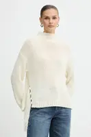 Svetr s příměsí vlny Marella Emme by Marella béžová barva, s pologolfem, 2525366082200