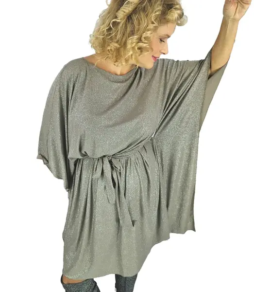 Pri Brocade Butterfly Tunic Dress tied at the waist ELENA