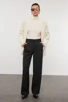 Trendyol Black Belt Detailed Wide Leg/Wide Leg Woven Fabric Trousers