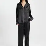 DEFACTO Fall In Love Pajama Set Satin Long Sleeve Top Elastic Waist Bottom