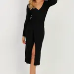 Cool & Sexy Women's Black Double Breasted Camisole Midi Dress