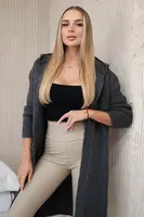 Kardiganový svetr s kapucí z grafitu