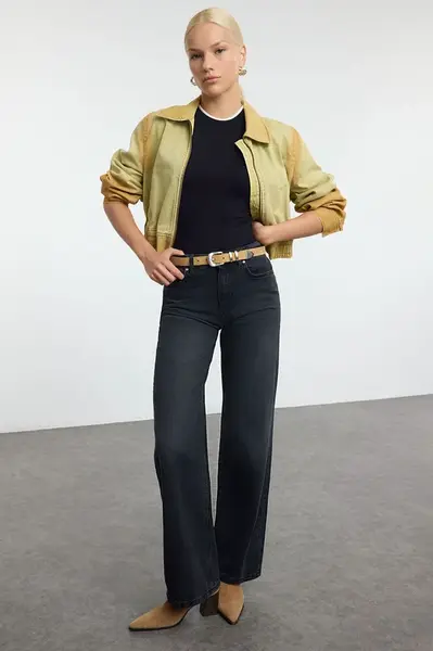 Trendyol Black High Waist Wide Leg Jeans