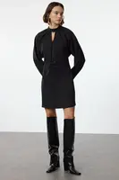 Trendyol Black A-Line Mini Window Detailed Woven Dress