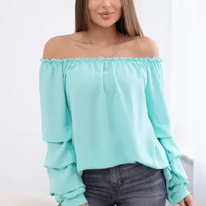 Španělská halenka s ozdobnými rukávy mint