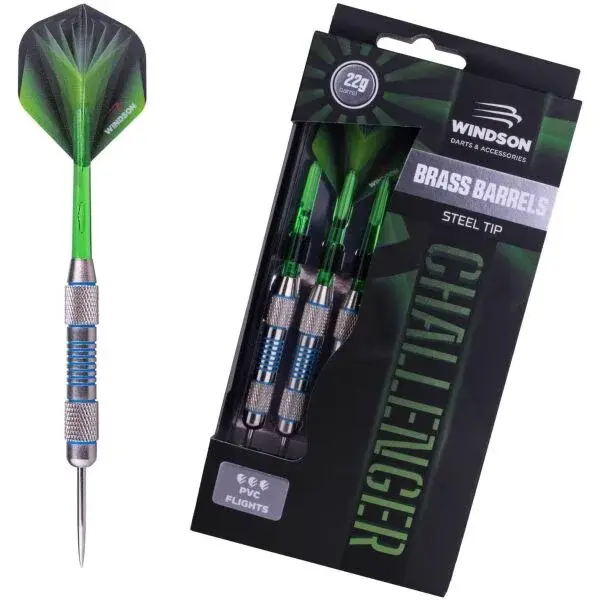Windson CHALLENGER 22 G BRASS SET Mosazný set šipek s kovovými hroty, zelená, velikost