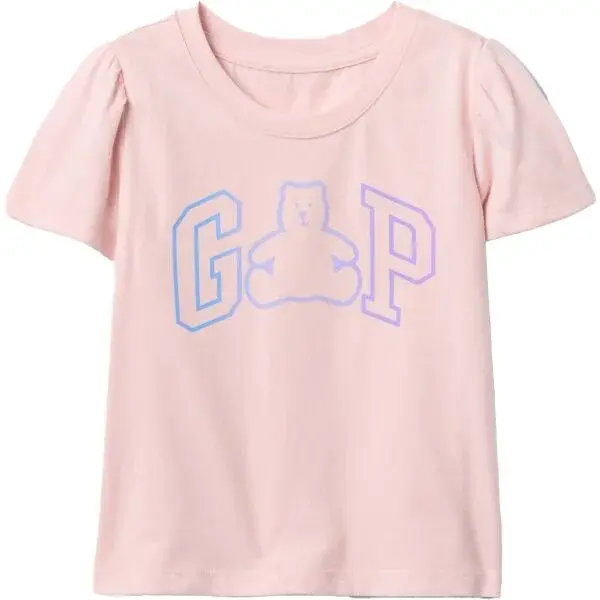 GAP V-FRCH VALUE LOGO Dívčí tričko, růžová, velikost 2Y