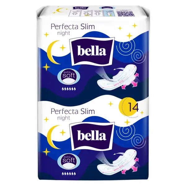 BELLA Perfecta Slim Night Extra Soft Hygienické noční vložky s křidélky 14 ks