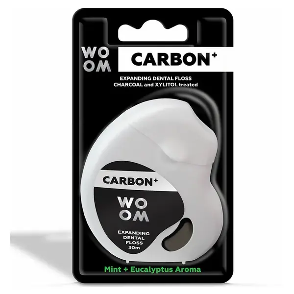 WOOM Carbon+ Expandující černá zubní nit 30 m