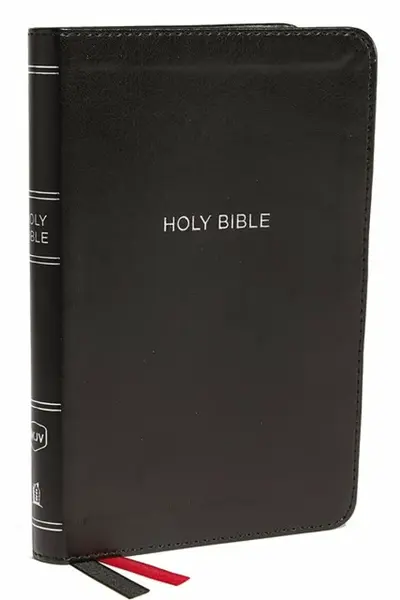 NKJV, Thinline Bible, Compact, Leathersoft, Black, Red Letter, Comfort Print - Thomas Nelson