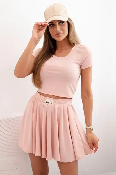 Kesi dámský set top a sukně pudrově růžový