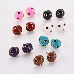 Brass Enamel Stud Earrings