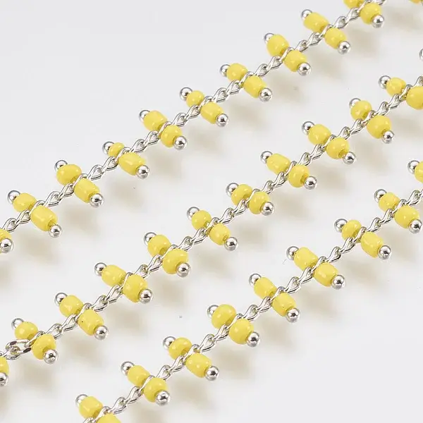3.28 Feet Handmade Brass Beaded Curb Chains