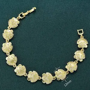 Summer Beach Brass Micro Pave Clear Cubic Zirconia Shell Shape Link Chain Bracelets