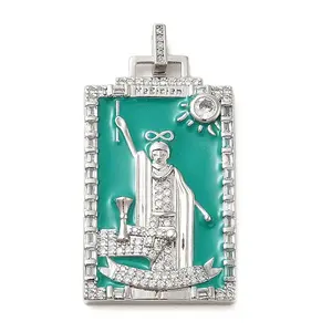 Brass Micro Pave Cubic Zirconia Pendants with Enamel