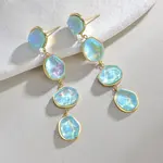 304 Stainless Steel & Glass Dangle Stud Earrings