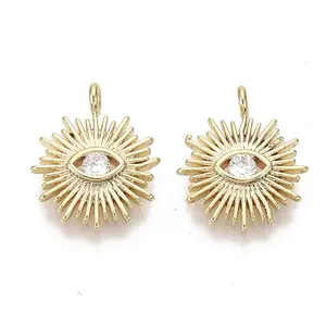 Brass Micro Pave Clear Cubic Zirconia Pendants