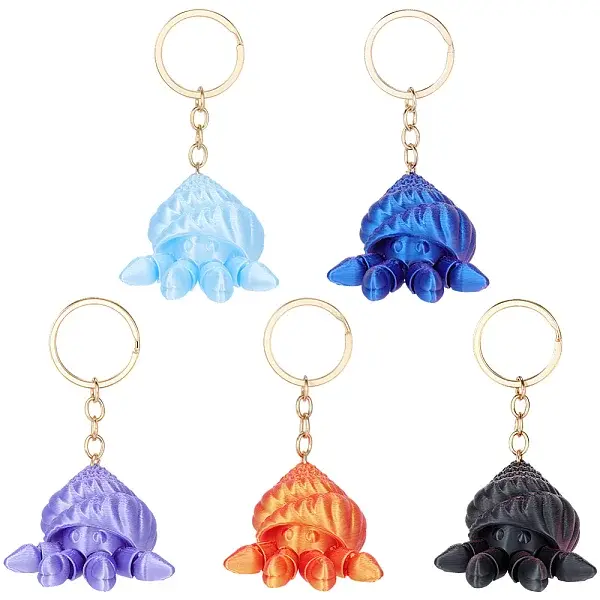 5Pcs 5 Colors Alloy Pendant Keychains