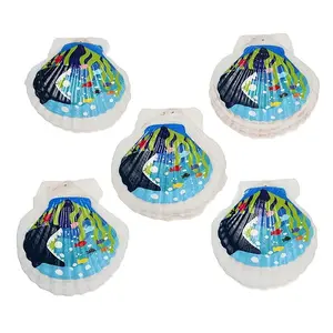 Printed Natural Shell Big Pendants