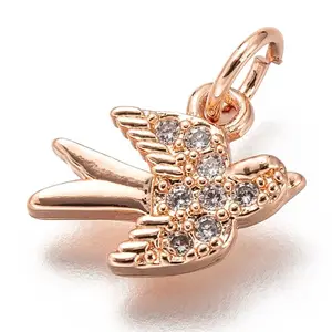 Brass Micro Pave Clear Cubic Zirconia Charms