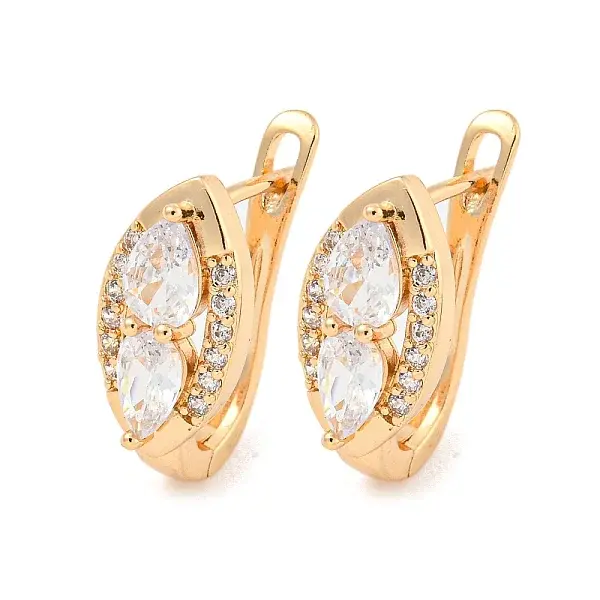 Brass Micro Pave Clear Cubic Zirconia Hoop Earrings