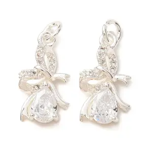 Brass Micro Pave Clear Cubic Zirconia Pendants