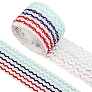 5M Rainbow Color Flat Polyester Wave Elastic Cord
