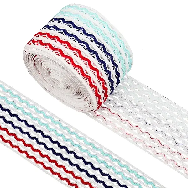 5M Rainbow Color Flat Polyester Wave Elastic Cord