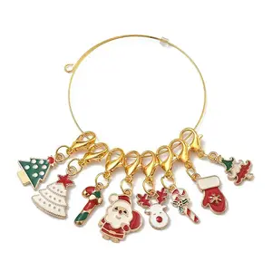 Christmas Theme Alloy Enamel Pendants Decorations