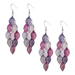 2 Pairs 430 Stainless Steel Leaf Dangle Earrings