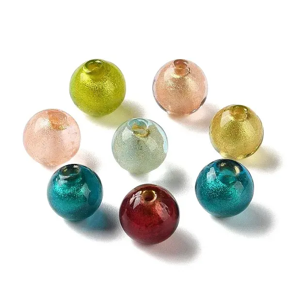 Handmade Gold Sand Lampwork Beads