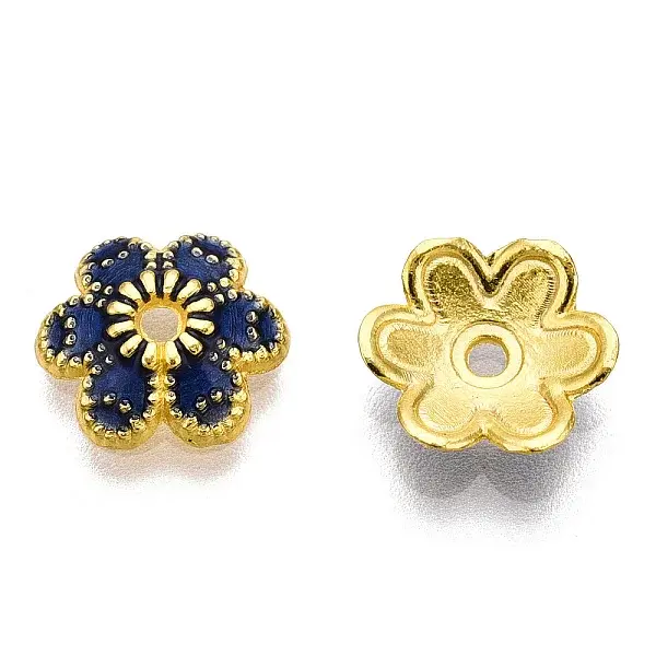 6-Petal Alloy Enamel Bead Caps