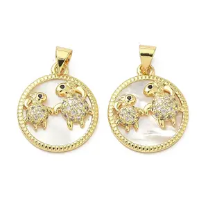 Brass Micro Pave Cubic Zirconia Pendants