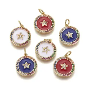 Brass Enamel Pentacle Pendants