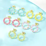304 Stainless Steel Enamel Ring Stud Earrings