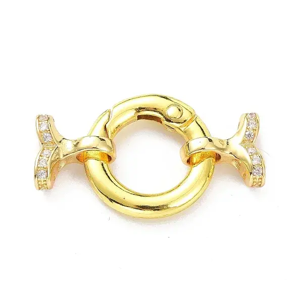 Brass Micro Pave Clear Cubic Zirconia Fold Over Clasps