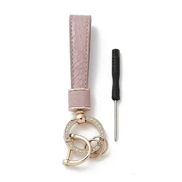 Microfiber & Zinc Alloy & Crystal Rhinestone Keychain