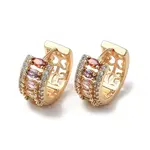 Brass Micro Pave Cubic Zirconia Hoop Earrings