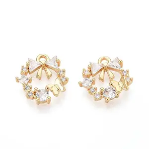 Brass Micro Pave Cubic Zirconia Charms