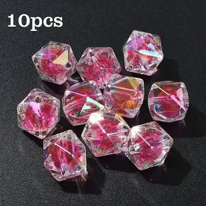 10Pcs Two Tone UV Plating Rainbow Iridescent Acrylic Beads