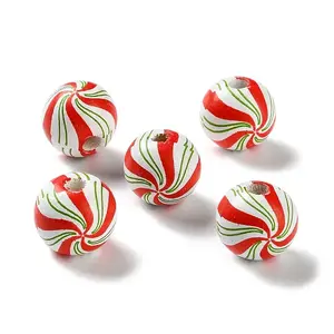 Printed Wood European Beads