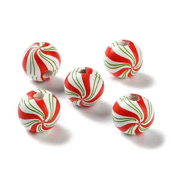 Printed Wood European Beads