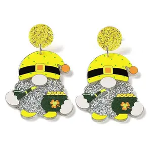 Saint Patrick's Day Sparkling Acrylic Dangle Stud Earrings