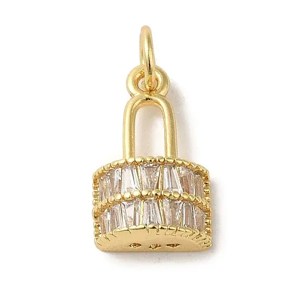 Brass Micro Pave Clear Cubic Zirconia Glass Pendants