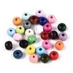 Spray Painted Round Natural Schima Wood Beads