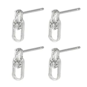 SHEGRACE Brass Micro Pave Cubic Zirconia Stud Earrings