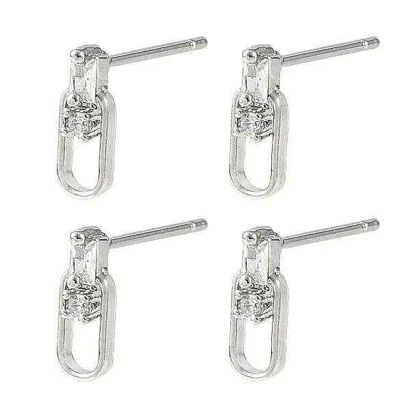SHEGRACE Brass Micro Pave Cubic Zirconia Stud Earrings