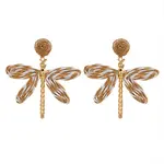 Alloy & Raffia Dangle Stud Earrings